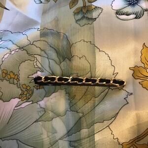 Black Velvet & Gold Chain Large Alligator Hair Clip